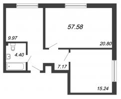 2 ккв № 03-58Н Корп.: В1 , Секция 4  в ЖК In2it