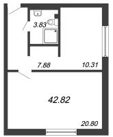 1 ккв № 332 Корп.: В1 , Секция 4  в ЖК In2it