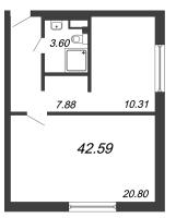 1 ккв № 432 Корп.: В1 , Секция 4  в ЖК In2it