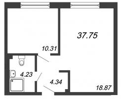 2 ккв (Евро) № 319 Корп.: В1 , Секция 3  в ЖК In2it