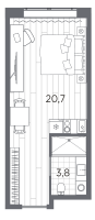 Студия № 238 Корп.: 1 , Секция 1  в ЖК Industrial Avenir