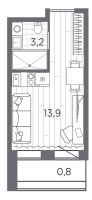 Студия № 1264 Корп.: 1 , Секция 2  в ЖК Industrial Avenir