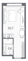 Студия № 239 Корп.: 1 , Секция 1  в ЖК Industrial Avenir