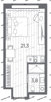 Студия № 405 Корп.: 1 , Секция 1  в ЖК Industrial Avenir