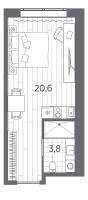 Студия № 233 Корп.: 1 , Секция 1  в ЖК Industrial Avenir