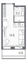 Студия № 1260 Корп.: 1 , Секция 2  в ЖК Industrial Avenir