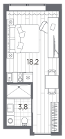 Студия № 255 Корп.: 1 , Секция 2  в ЖК Industrial Avenir