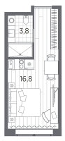 Студия № 1214 Корп.: 1 , Секция 1  в ЖК Industrial Avenir