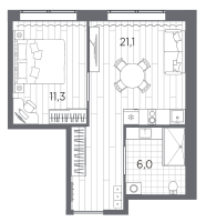 2 ккв (Евро) № 558 Корп.: 1 , Секция 2  в ЖК Industrial Avenir