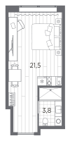 Студия № 608 Корп.: 1 , Секция 1  в ЖК Industrial Avenir