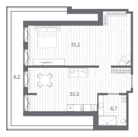 2 ккв (Евро) № 1211 Корп.: 1 , Секция 1  в ЖК Industrial Avenir