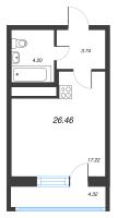 Студия № 12б Корп.: 1 , Секция 2  в ЖК Искра-Сити