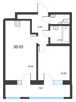 2 ккв (Евро) № 7а Корп.: 1 , Секция 1  в ЖК Искра-Сити