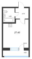 Студия № 5б Корп.: 1 , Секция 2  в ЖК Искра-Сити