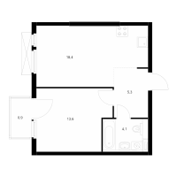 2 ккв (Евро) № 2.2.6 Корп.: 5 , Секция 2  в ЖК Кантемировская 11