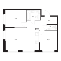 3 ккв (Евро) № 1.1.3 Корп.: 5 , Секция 1  в ЖК Кантемировская 11