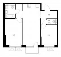 3 ккв (Евро) № 1.4.10 Корп.: 7 , Секция 1  в ЖК Кантемировская 11