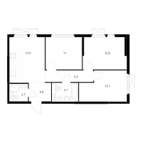 3 ккв № 2.11.3 Корп.: 5 , Секция 2  в ЖК Кантемировская 11