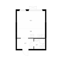 Студия № 2.4.2 Корп.: 5 , Секция 2  в ЖК Кантемировская 11