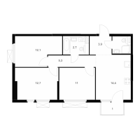 3 ккв № 1.2.11 Корп.: 5 , Секция 1  в ЖК Кантемировская 11