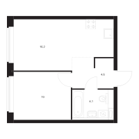 2 ккв (Евро) № 2.1.2 Корп.: 5 , Секция 2  в ЖК Кантемировская 11