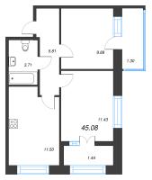 2 ккв № 88 Корп.: 1 , Секция 2  в ЖК Капральский берег