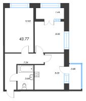 2 ккв № 87 Корп.: 1 , Секция 2  в ЖК Капральский берег