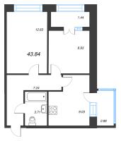 2 ккв № 27 Корп.: 1 , Секция 1  в ЖК Капральский берег