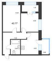 2 ккв № 132 Корп.: 1 , Секция 3  в ЖК Капральский берег