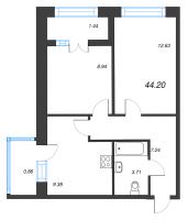 2 ккв № 166 Корп.: 1 , Секция 5  в ЖК Капральский берег