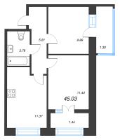 2 ккв № 28 Корп.: 1 , Секция 1  в ЖК Капральский берег