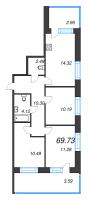 3 ккв № 204 Корп.: 1 , Секция 6  в ЖК Капральский берег