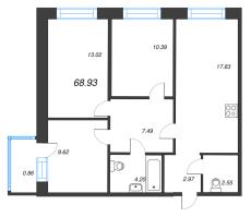 3 ккв № 124 Корп.: 1 , Секция 3  в ЖК Капральский берег