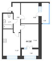 2 ккв № 43 Корп.: 1 , Секция 1  в ЖК Капральский берег