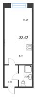 1 ккв № 311 Корп.: 1 , Секция 8  в ЖК Капральский берег