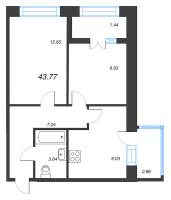 2 ккв № 42 Корп.: 1 , Секция 1  в ЖК Капральский берег