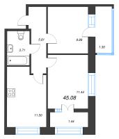 2 ккв № 133 Корп.: 1 , Секция 3  в ЖК Капральский берег