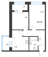 2 ккв № 181 Корп.: 1 , Секция 5  в ЖК Капральский берег