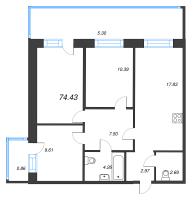 3 ккв № 94 Корп.: 1 , Секция 3  в ЖК Капральский берег