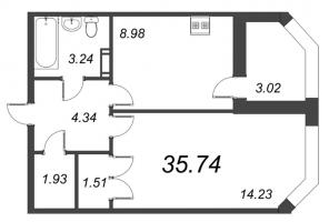 1 ккв № 24 Корп.: 1 , Секция 1  в ЖК Капральский
