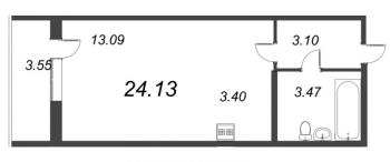Студия № 114 Корп.: 1 , Секция 2  в ЖК Капральский