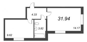 1 ккв № 2 Корп.: 1 , Секция 1  в ЖК Капральский