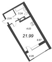 Студия № 349 Корп.: 1 , Секция 6  в ЖК Капральский