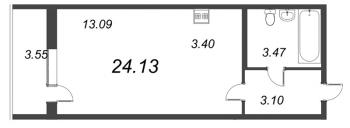 Студия № 113 Корп.: 1 , Секция 2  в ЖК Капральский