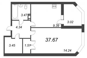 1 ккв № 117 Корп.: 1 , Секция 2  в ЖК Капральский