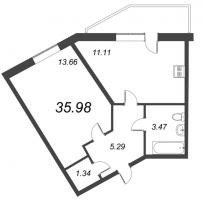 1 ккв № 361 Корп.: 1 , Секция 7  в ЖК Капральский