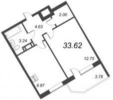 1 ккв № 316 Корп.: 1 , Секция 6  в ЖК Капральский