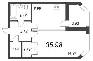 1 ккв № 12 Корп.: 1 , Секция 1  в ЖК Капральский