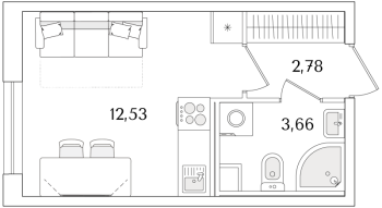 Студия № 590 Корп.: 2.2 Уч. 2 , Секция 2.4  в ЖК Кинопарк