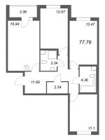4 ккв (Евро) № 737 Корп.: 2.2 Уч. 2 , Секция 2.6  в ЖК Кинопарк